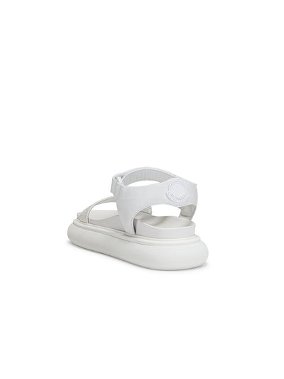 MONCLER Womens White Logo Asymmetrical Arch Support Catura Round Toe Wedge Sandals 37