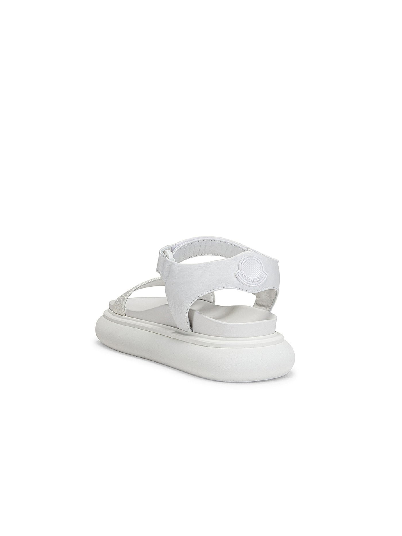 MONCLER Womens White Logo Asymmetrical Arch Support Catura Round Toe Wedge Leather Sandals 39
