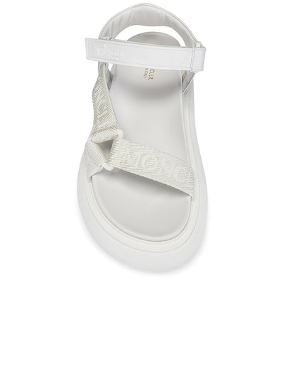 MONCLER Womens White Logo Asymmetrical Arch Support Catura Round Toe Wedge Sandals Shoes