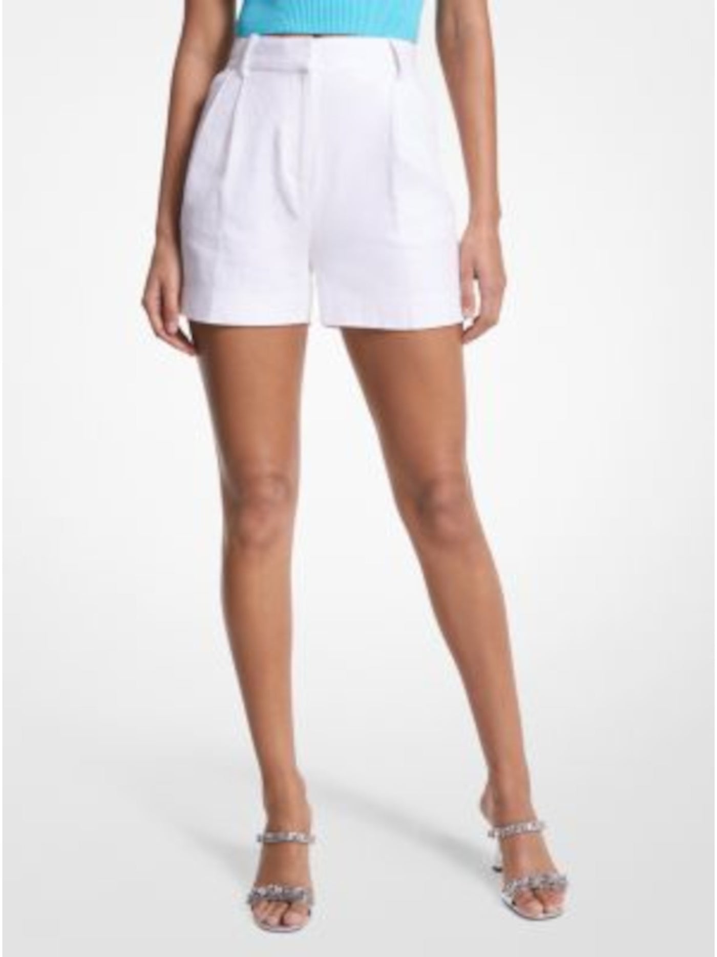 MICHAEL MICHAEL KORS Womens White Zippered Pocketed Relaxed Fit High Waist Shorts Plus 16W