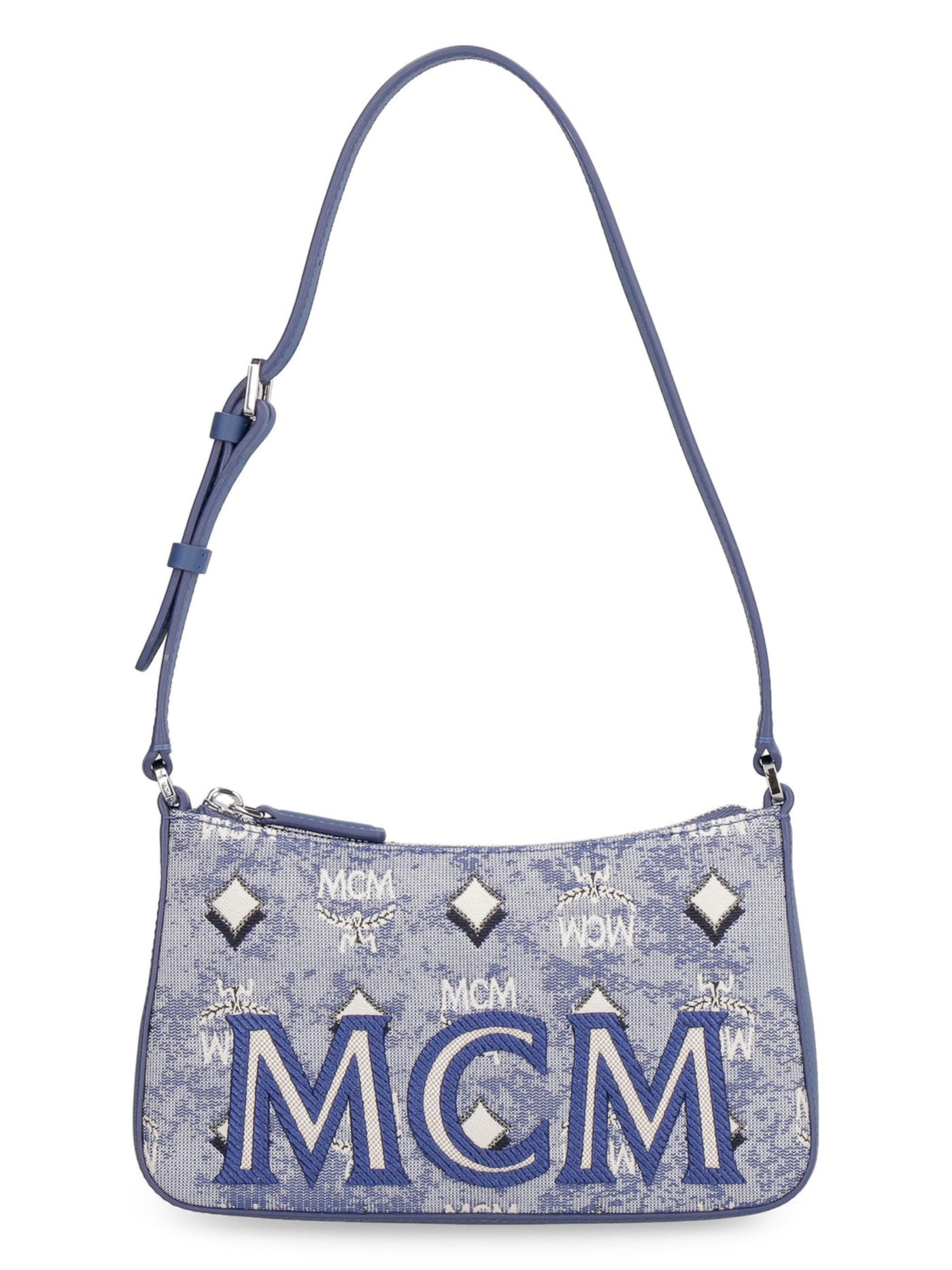 MCM Women's Blue Logo Single Strap Shoulder Bag