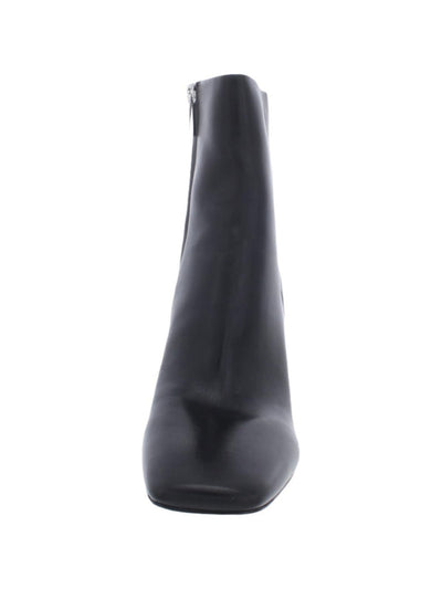 MARC FISHER Womens Black Padded Cello Square Toe Sculpted Heel Zip-Up Leather Dress Boots 9.5 M