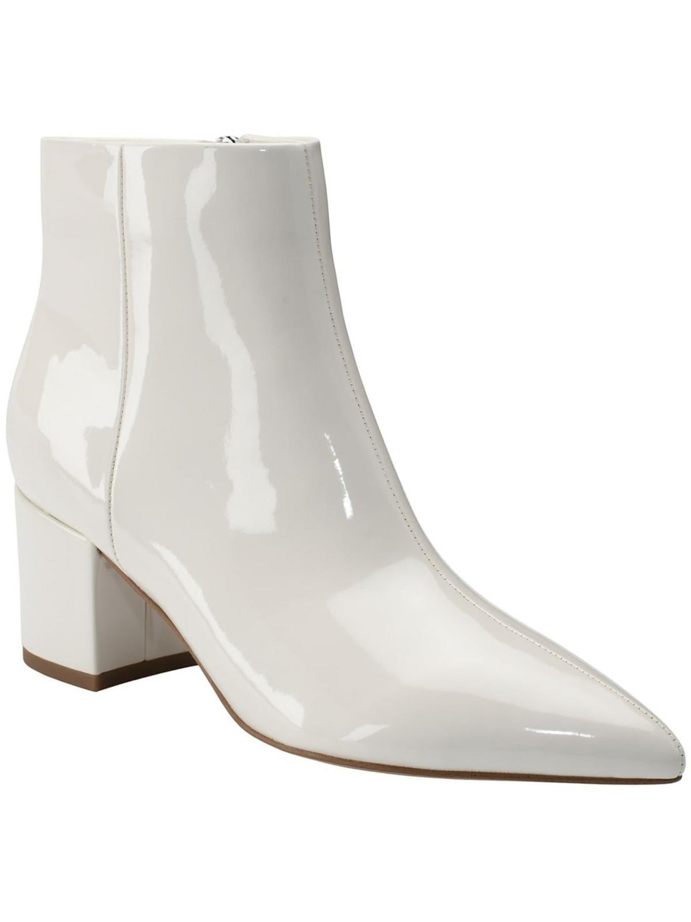 MARC FISHER Womens Ivory Padded Jelly Pointy Toe Block Heel Zip-Up Dress Booties 9.5 M
