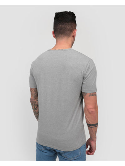 INC Mens Gray Heather Short Sleeve Classic Fit Henley Shirt M