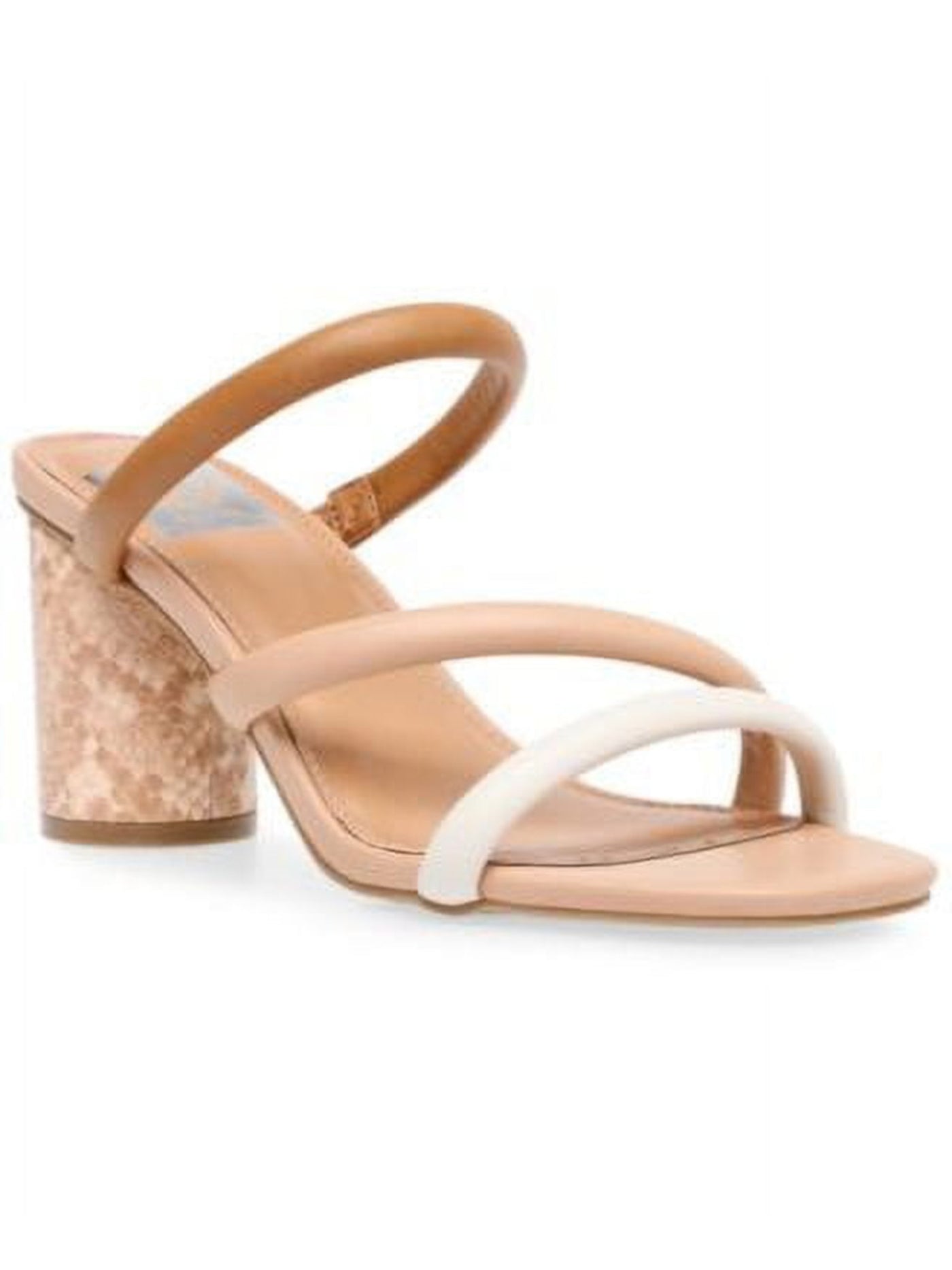 DOLCE VITA Womens Beige Color Block Padded Myla Square Toe Block Heel Slip On Heeled Sandal 9.5