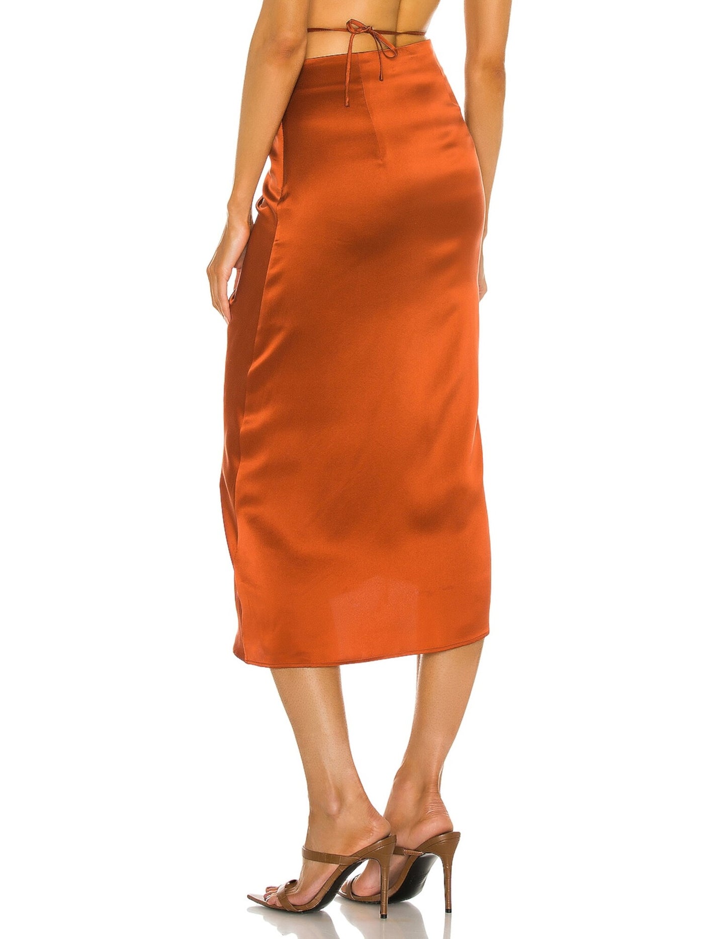 NICHOLAS Womens Zippered Tie Adjustable Ruched Front Midi Party Pencil Skirt