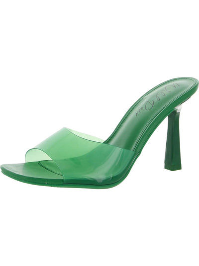 WILD PAIR Womens Green Transparent Padded Slip Resistant Luuna Round Toe Stiletto Slip On Heeled Sandal 7 M