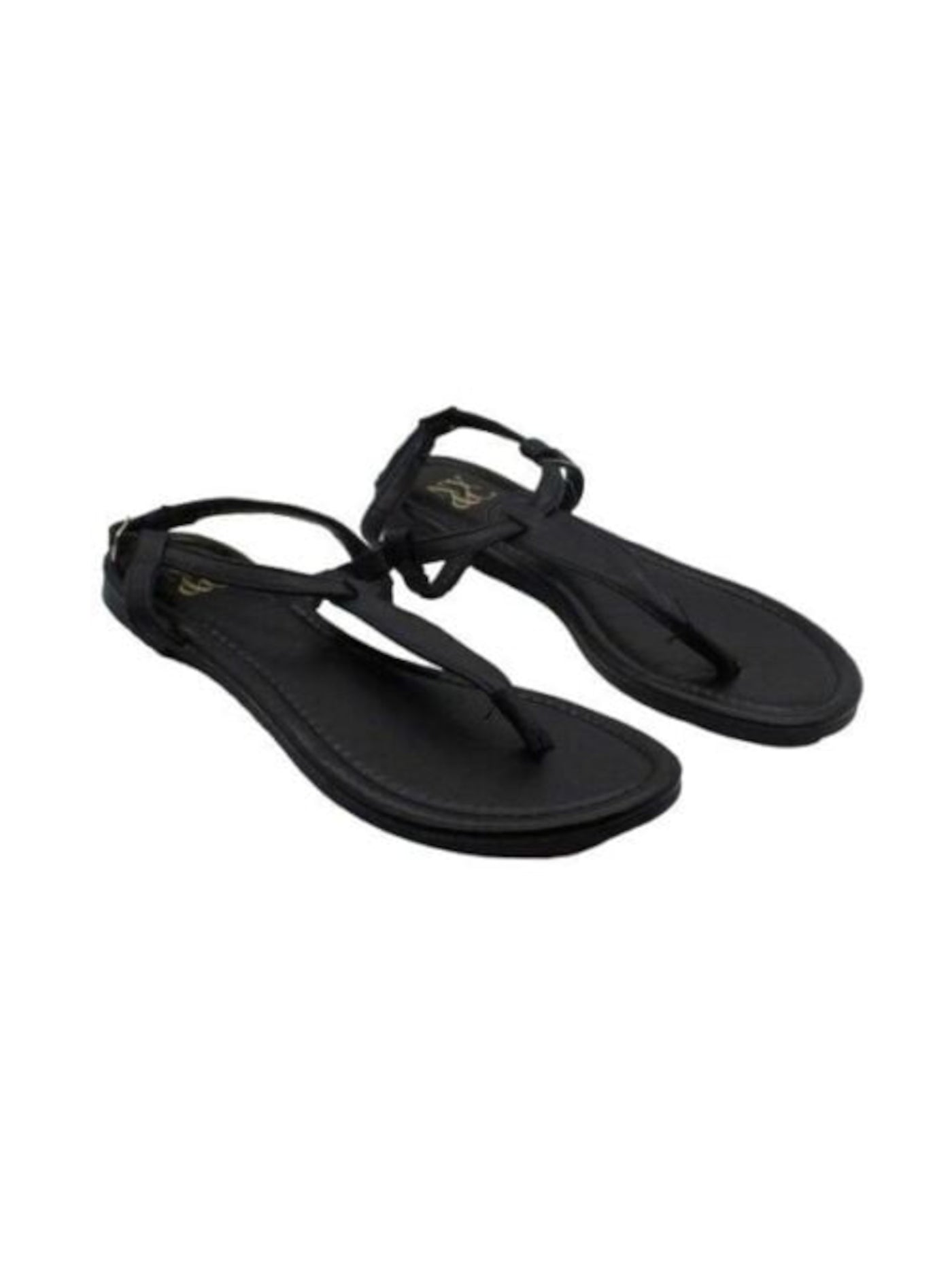 NEW YORK & CO Womens Black T-Strap Ankle Strap Adjustable Padded Katie Round Toe Buckle Thong Sandals Shoes 9