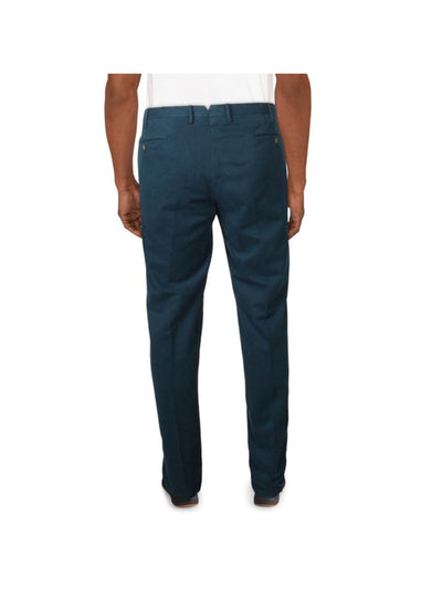 TORIN OPIFICIO Mens Teal Flat Front, Straight Leg Regular Fit Chino Pants 52