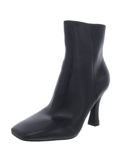 MARC FISHER Womens Black Padded Cello Square Toe Sculpted Heel Zip-Up Leather Dress Boots 9.5 M