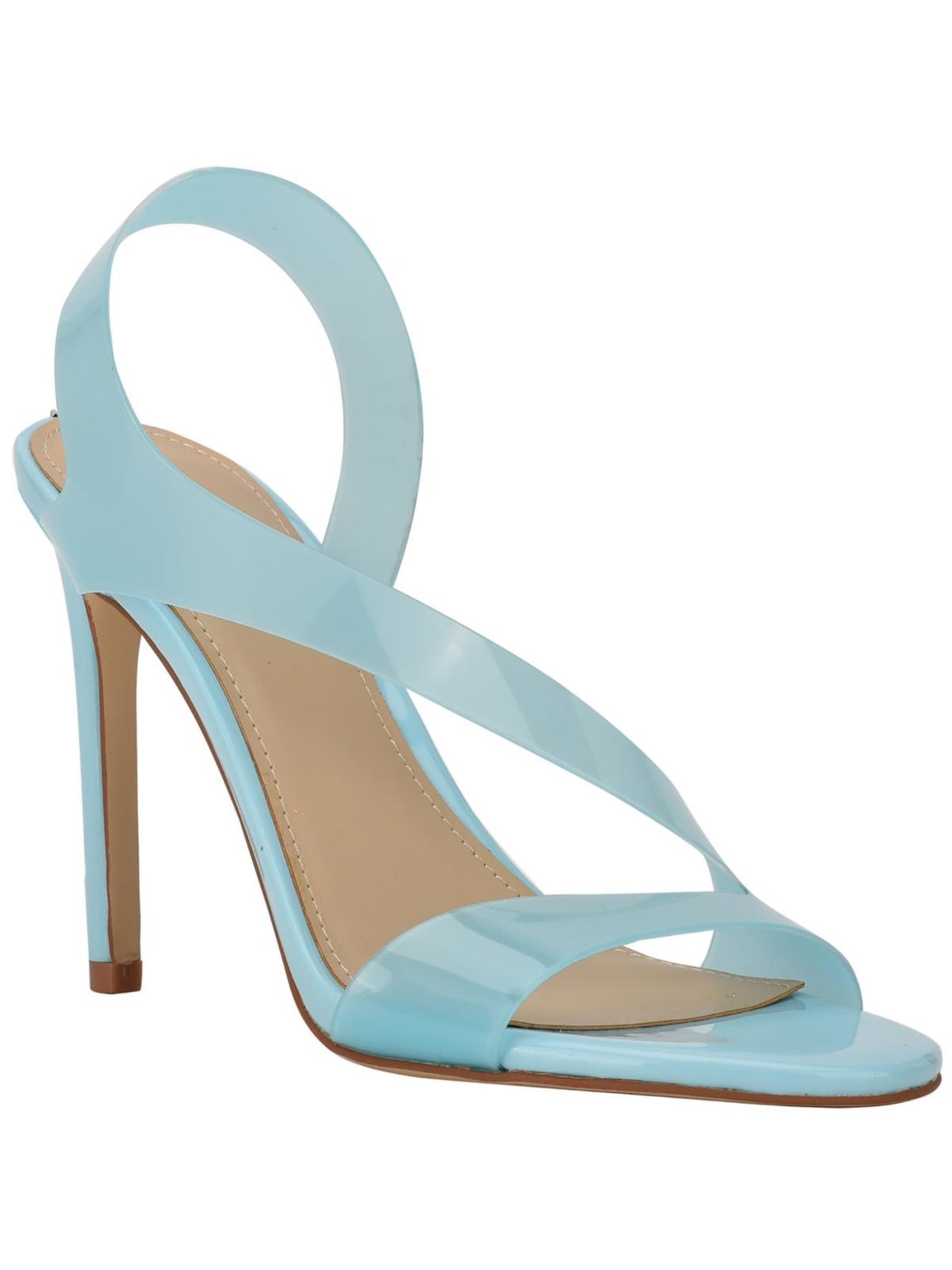 GUESS Womens Light Blue Translucent Asymmetrical Padded Ferry Almond Toe Stiletto Slip On Slingback Sandal 8.5 M