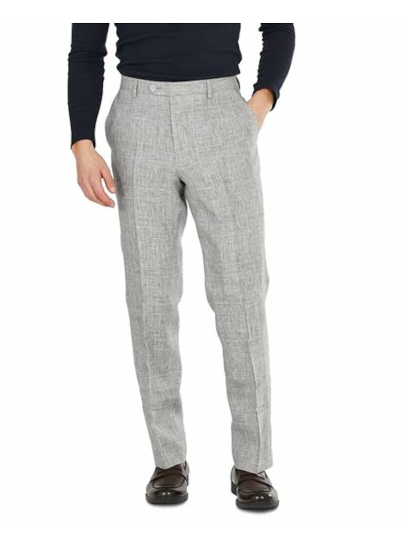 TOMMY HILFIGER Mens Gray Flat Front, Classic Fit Suit Separate Pants 38W \ 34L