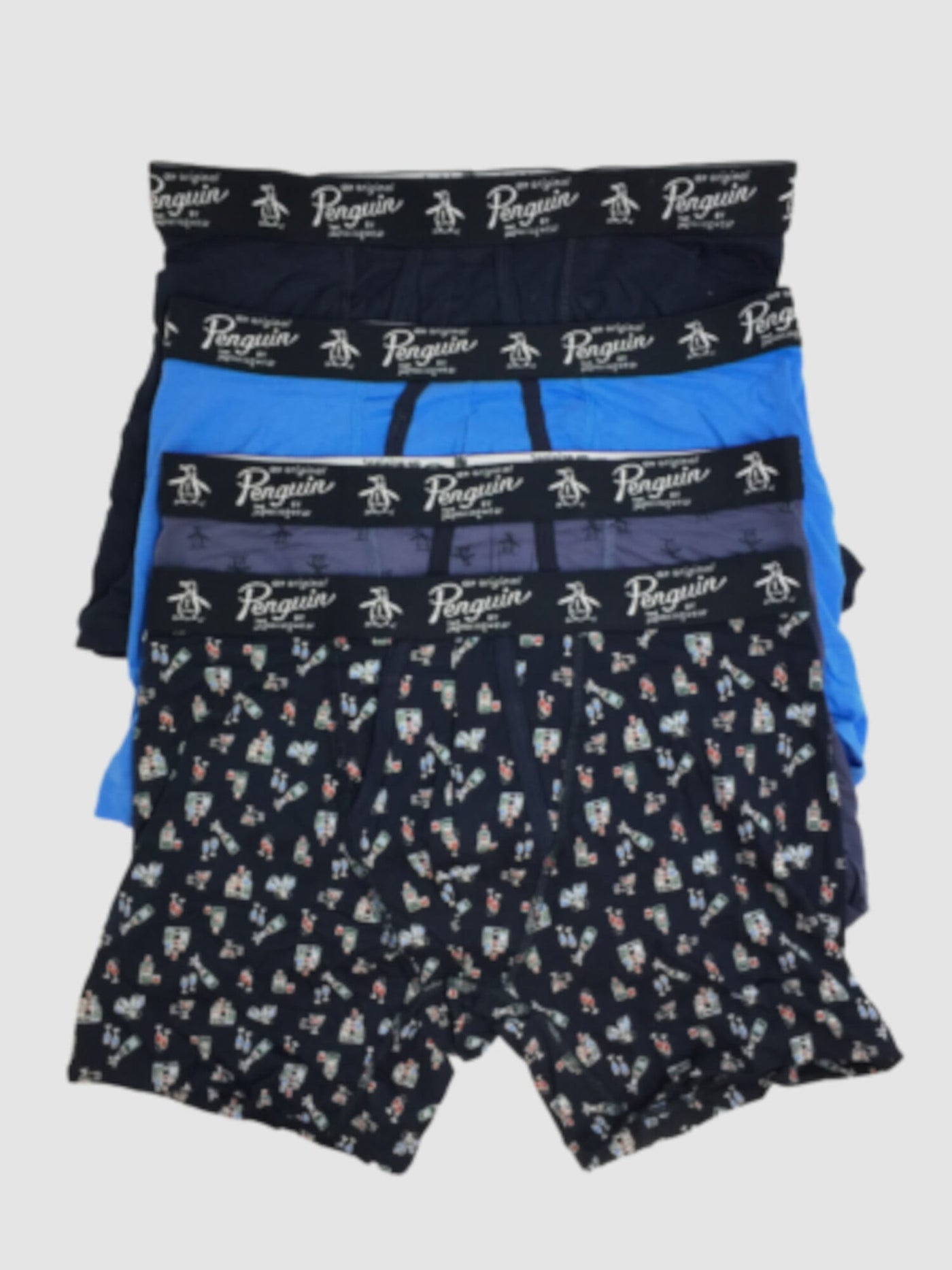 ORIGINAL PENGUIN Intimates 4 Pack Blue Cotton Blend Stretch Boxer Brief Underwear XL