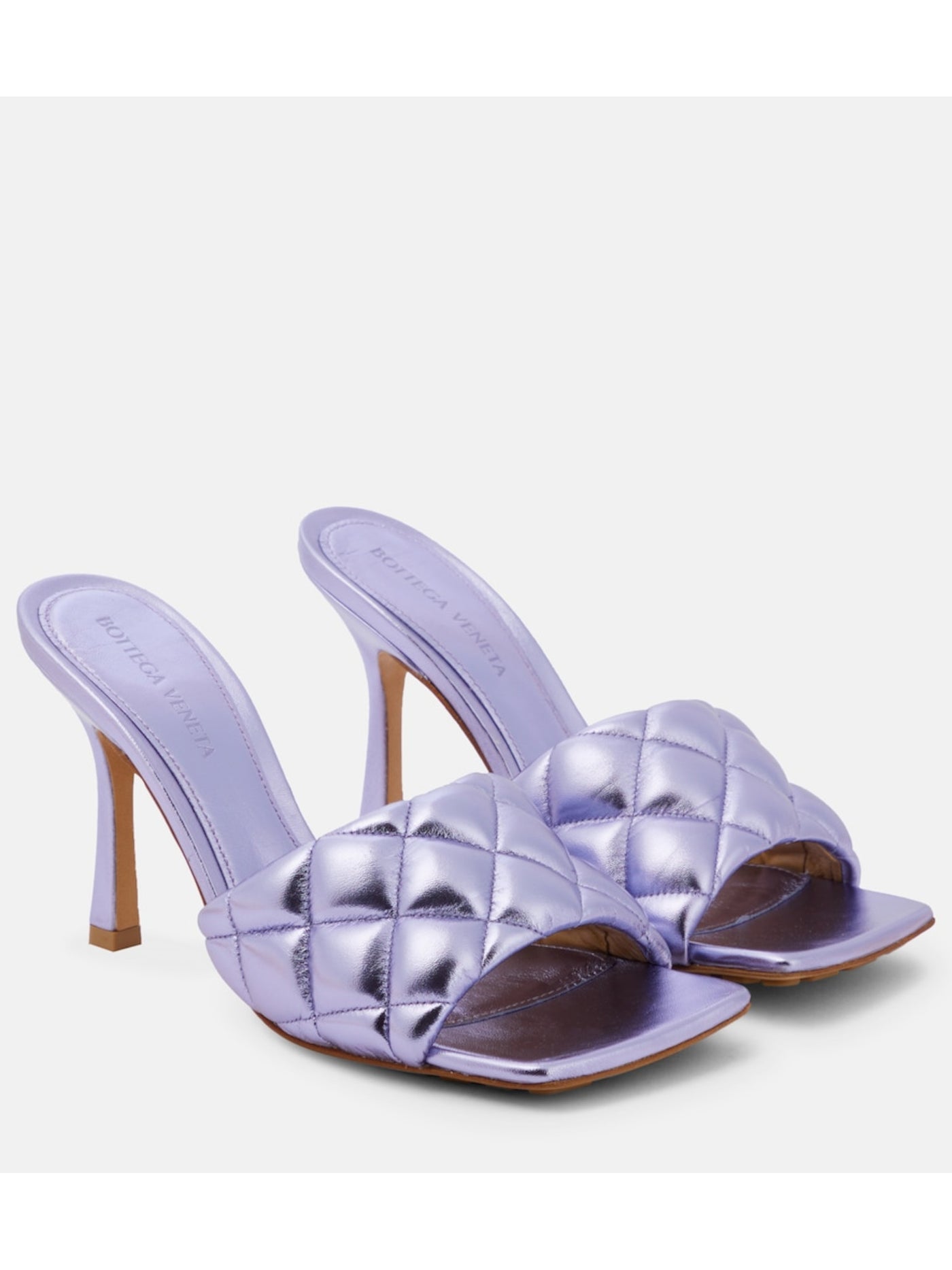 BOTTEGA VENETA Womens Purple Quilted Open Toe Stiletto Slip On Leather Dress Heeled Sandal 37.5