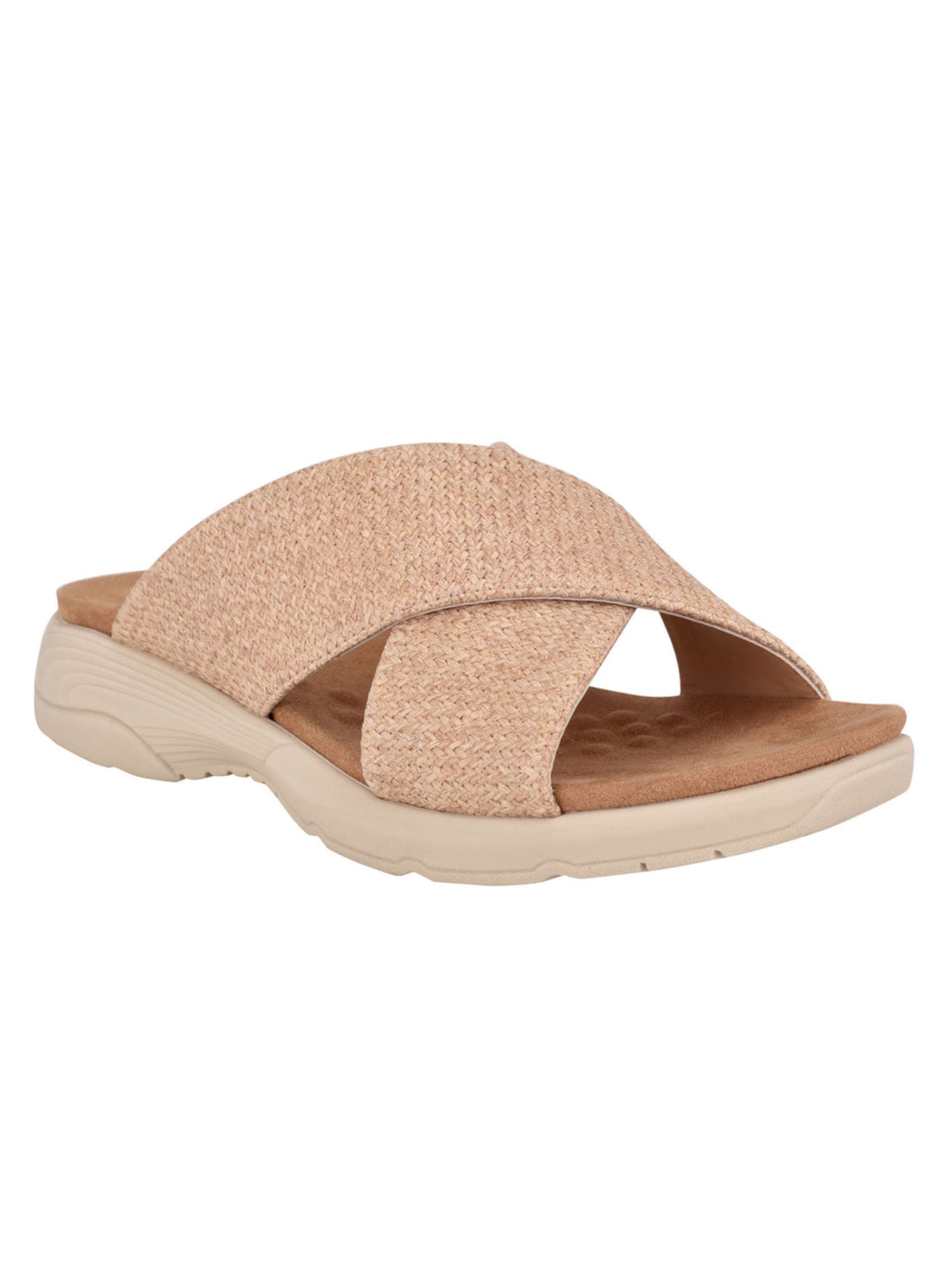 EASY SPIRIT Womens Beige Woven Comfort Goring Taite Round Toe Wedge Slip On Sandals Shoes 12 M