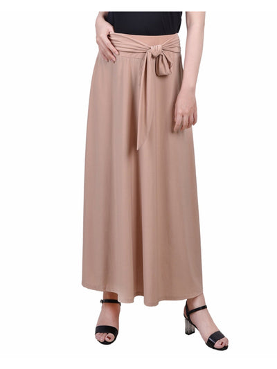 NY COLLECTION Womens Beige Unlined Elastic Waist Pull On Tie Waist Maxi A-Line Skirt Petites PS