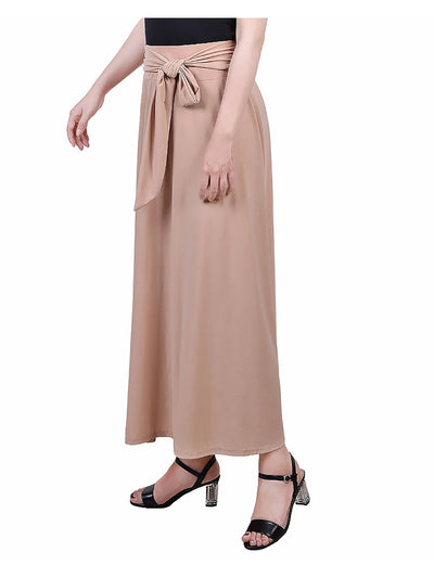 NY COLLECTION Womens Beige Unlined Elastic Waist Pull On Tie Waist Maxi A-Line Skirt Petites PS