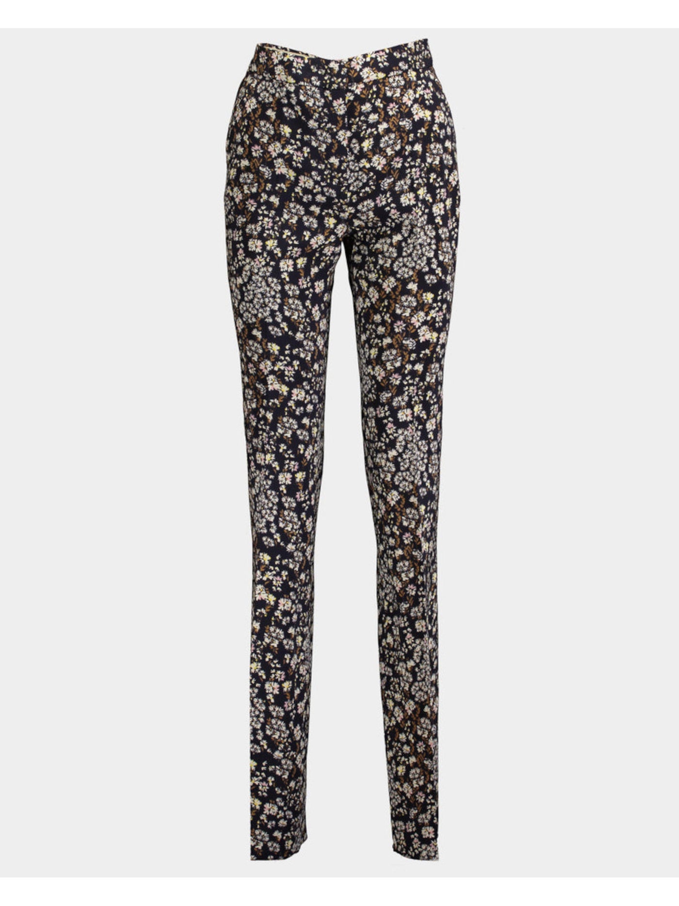 MAX MARA  STUDIO Womens Black Stretch Zippered Pocketed Floral Wear To Work Straight leg Pants 8