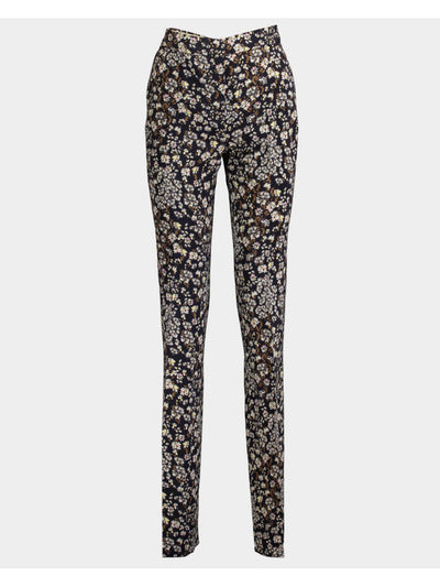 MAX MARA  STUDIO Womens Black Stretch Zippered Pocketed Floral Wear To Work Straight leg Pants 8