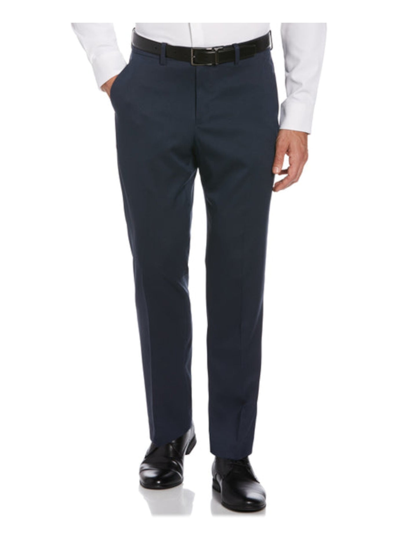 PERRY ELLIS PORTFOLIO Mens Navy Flat Front, Tapered, Patterned Classic Fit Performance Stretch Pants W29\L32