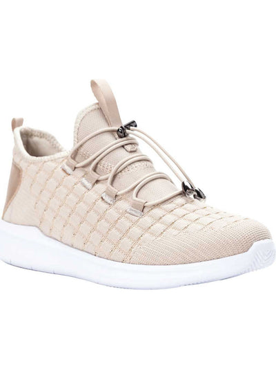 PROPET Womens Beige Knit Padded Dual Pull-Tabs Arch Support Removable Insole Travelbound Round Toe Wedge Lace-Up Sneakers Shoes 6.5 4E