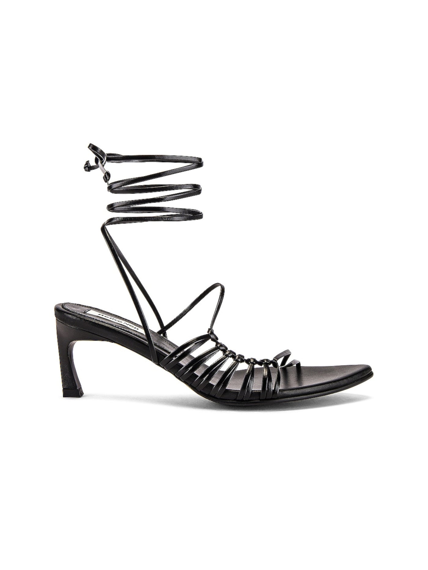 REIKE NEN Womens Black Knotted Padded Strappy Pointed Toe Lace-Up Leather Dress Sandals Shoes 36