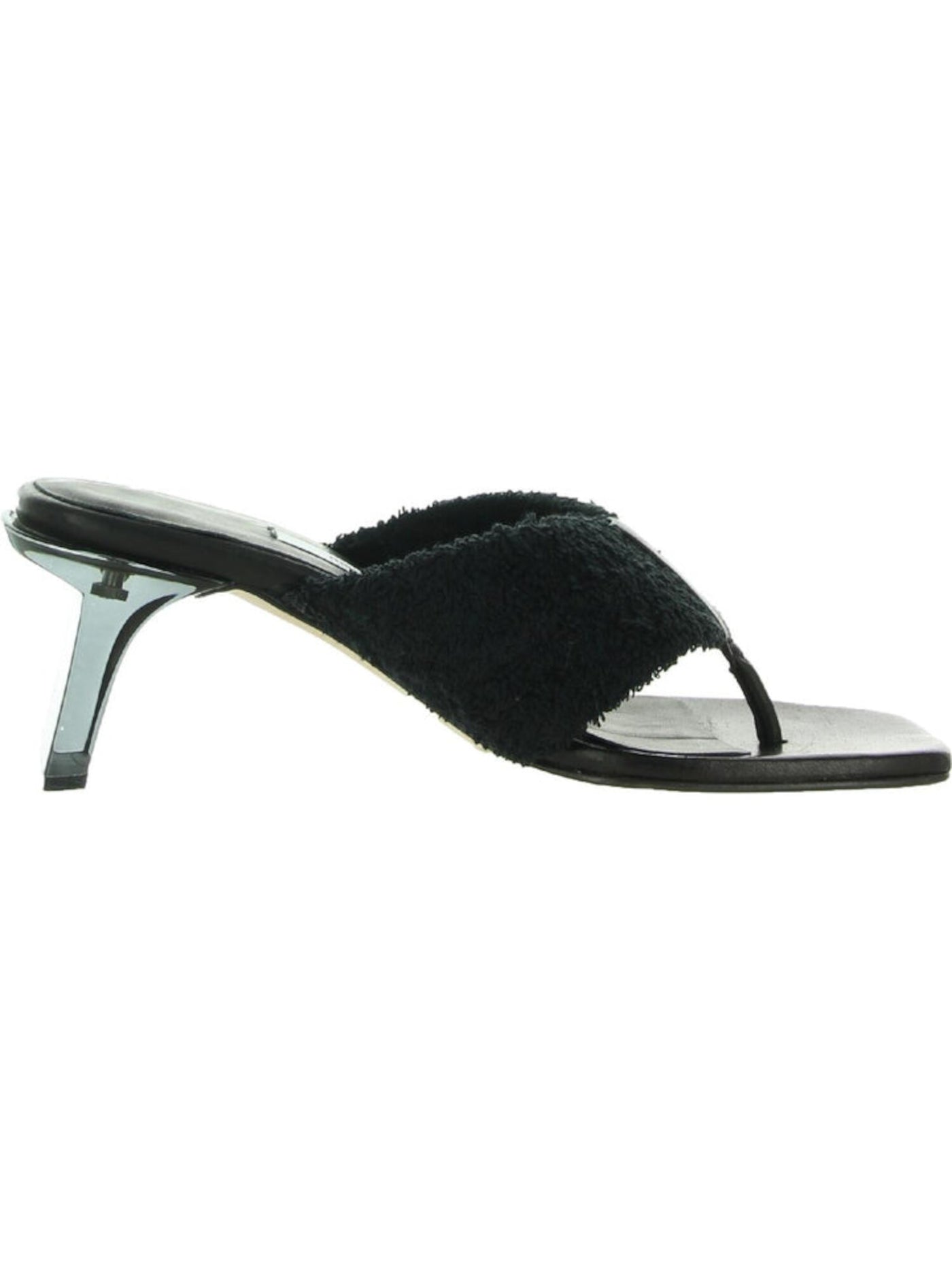 MIISTA Womens Black Towel Translucent Designer Heel Padded Carissa Square Toe Slip On Thong Sandals Shoes 38