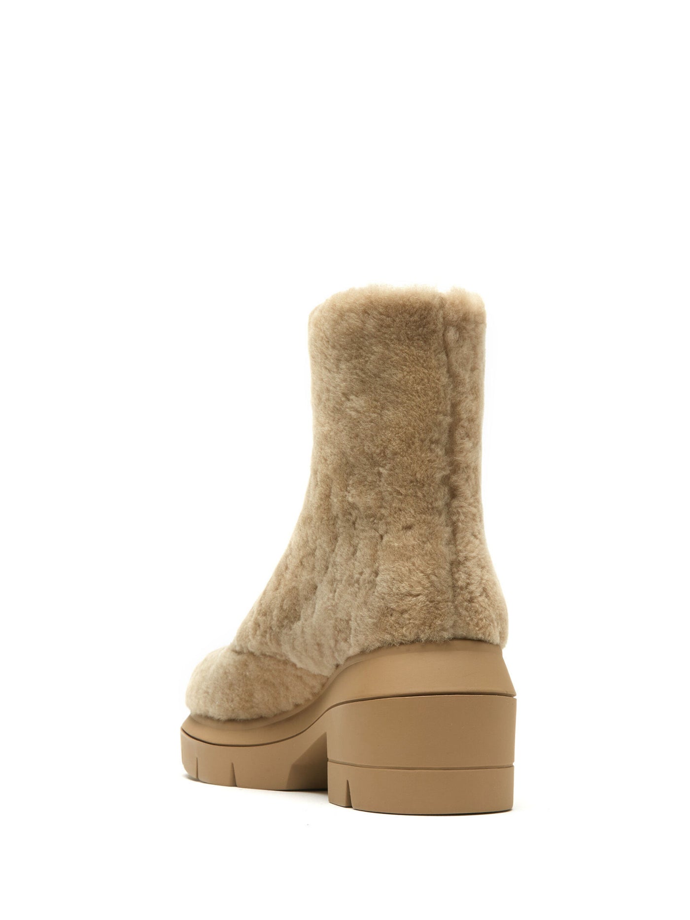 STUART WEITZMAN Womens Beige 1" Platform Lug Sole Treaded Chill Round Toe Lace-Up Leather Booties 9 C