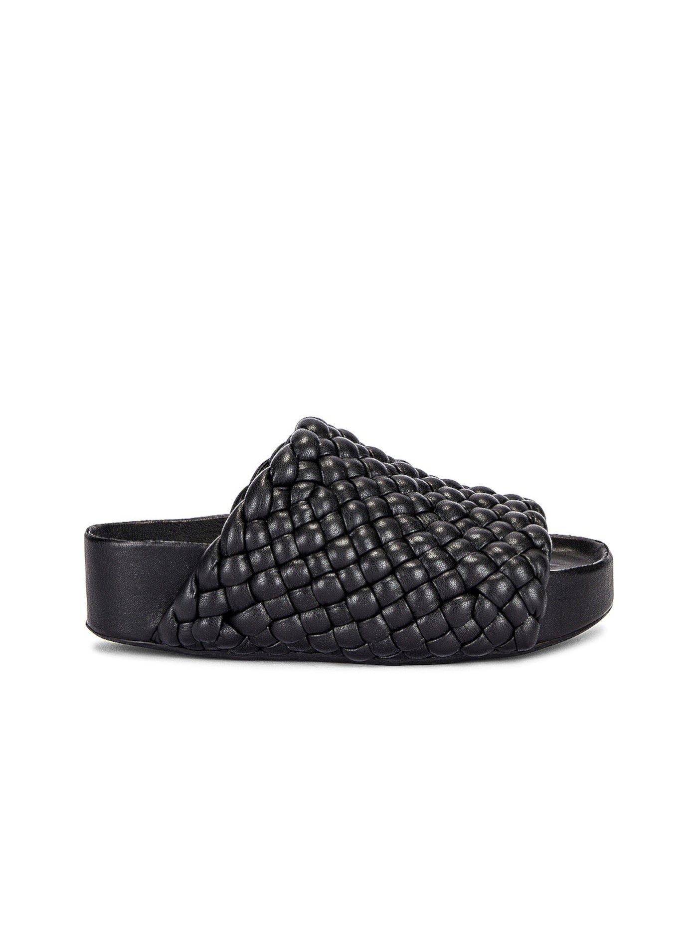 SIMON MILLER Womens Black 1-1/2" Platform Woven Comfort Round Toe Wedge Slip On Slide Sandals Shoes 36