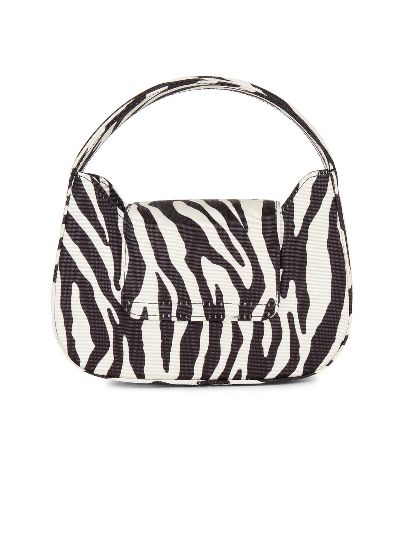 SIMON MILLER Women's White Zebra Print Logo Hardware Single Strap Mini Bag