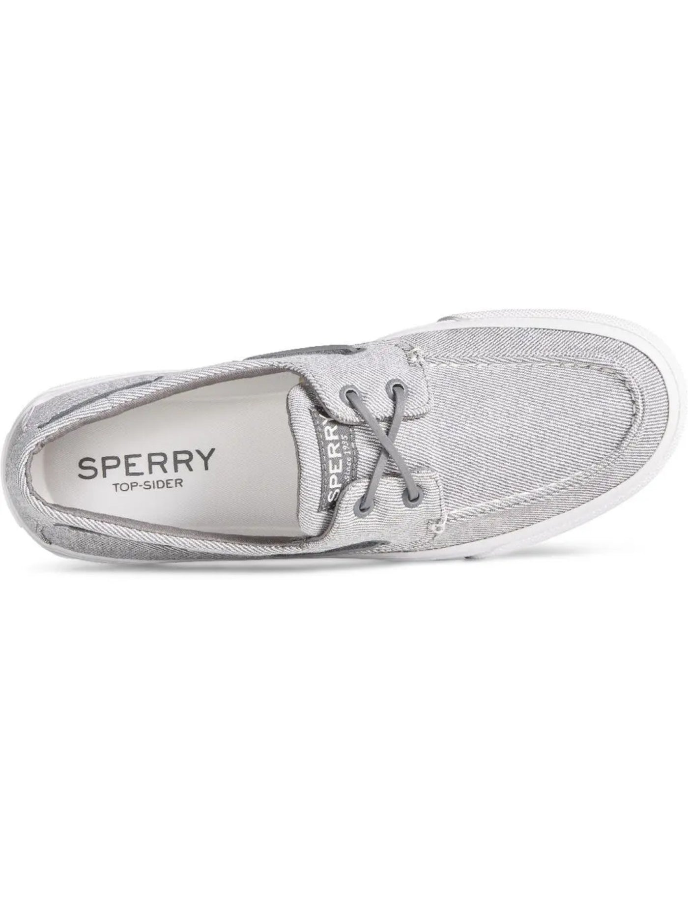 SPERRY Mens Gray Twill Padded Non-Marking Removable Insole Bahama Ii Round Toe Lace-Up Boat Shoes 16