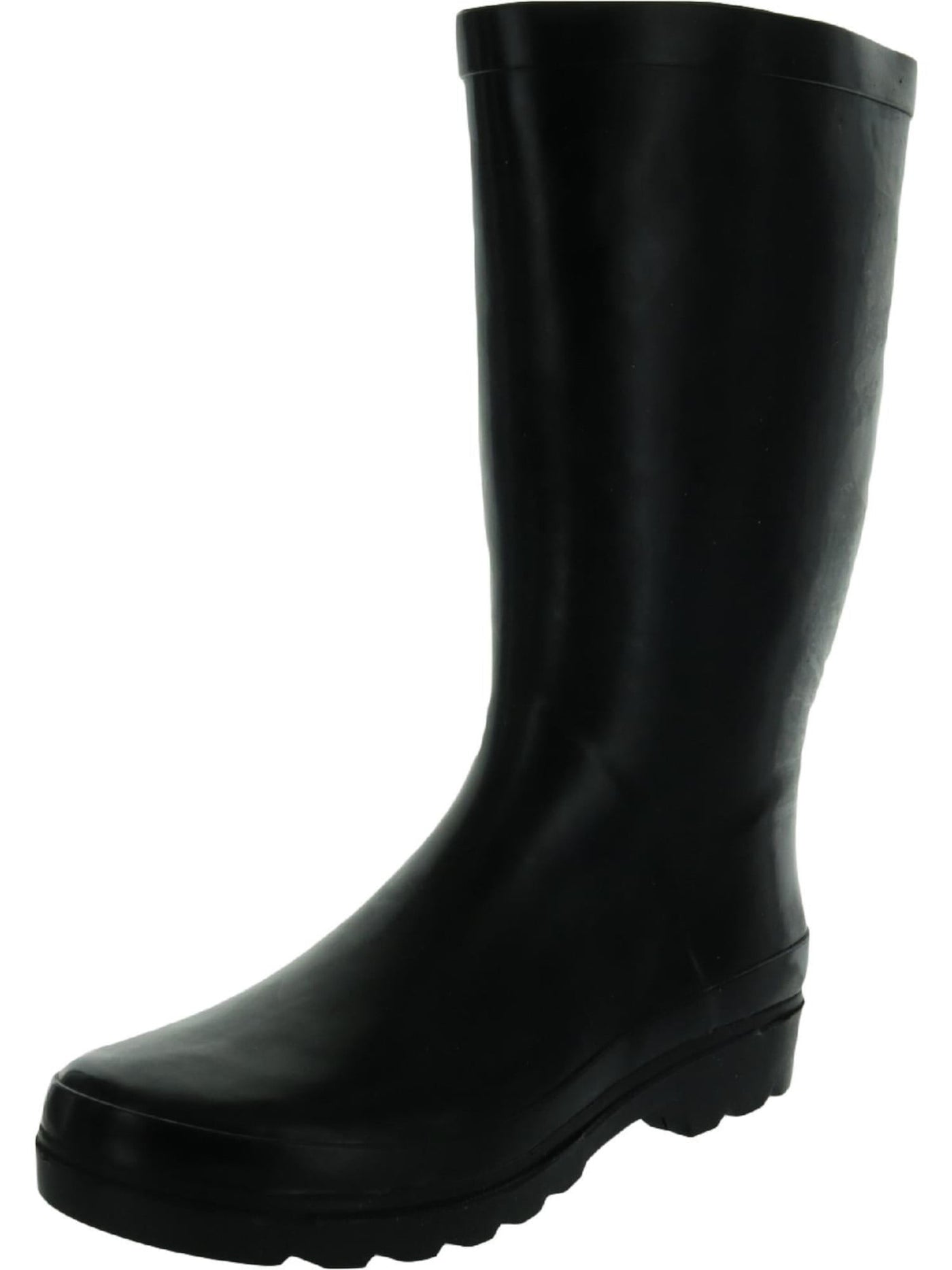 SUGAR Womens Black 1/2" Platform Logo Comfort Waterproof Raffle Round Toe Block Heel Rain Boots 10 M