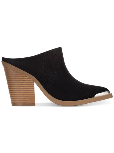 SUN STONE Womens Black Goring Padded Deyzaa Pointed Toe Block Heel Slip On Heeled Mules Shoes 7.5 M