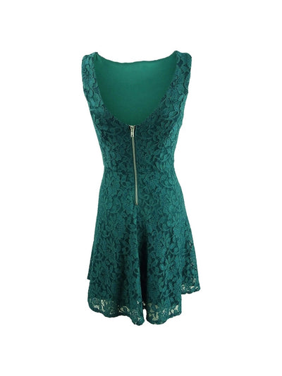 SPEECHLESS Womens Green Lace Sleeveless Scoop Neck Short Party Fit + Flare Dress S