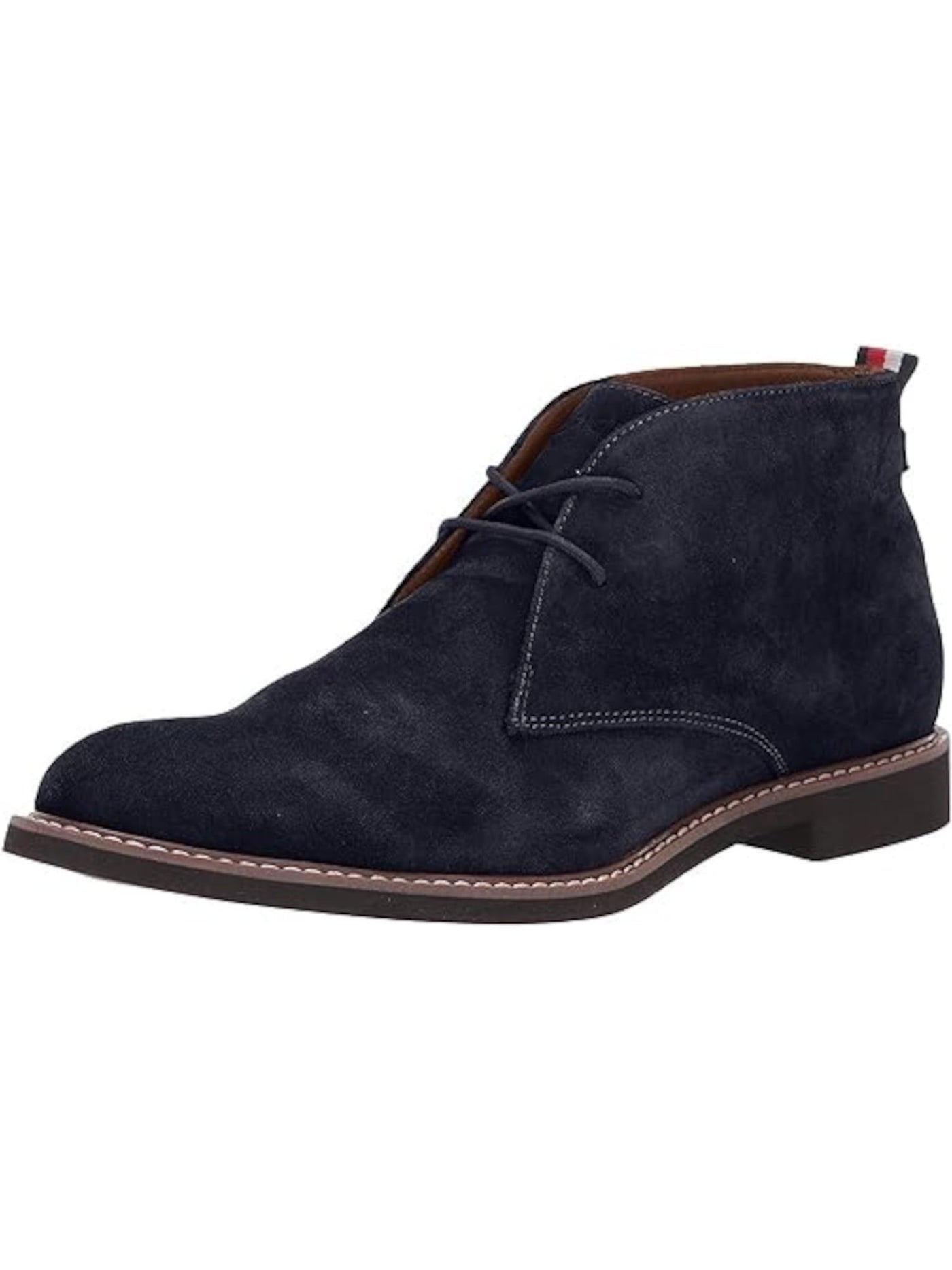 TOMMY HILFIGER Mens Navy Cushioned Lightweight Gervis Round Toe Block Heel Lace-Up Leather Chukka Boots 9 M