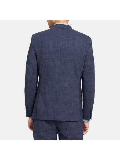 THEORY Mens Chamber Navy Single Breasted, Windowpane Plaid Stretch Suit Blazer 40R