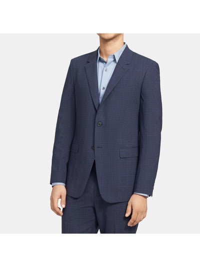 THEORY Mens Chamber Navy Single Breasted, Windowpane Plaid Stretch Suit Blazer 40R