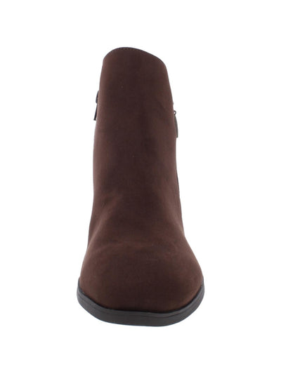 STYLE & COMPANY Womens Brown Asymmetrical Topline Cushioned Round Toe Wedge Zip-Up Booties 9