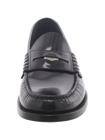 BURBERRY Mens Black Penny Strap Apron Toe Padded Round Toe Slip On Leather Dress Loafers Shoes 39.5