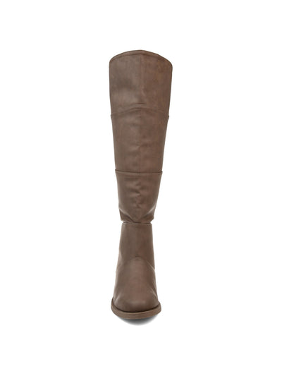 JOURNEE COLLECTION Womens Brown Comfort Vanesa Round Toe Block Heel Zip-Up Boots 8 XWC