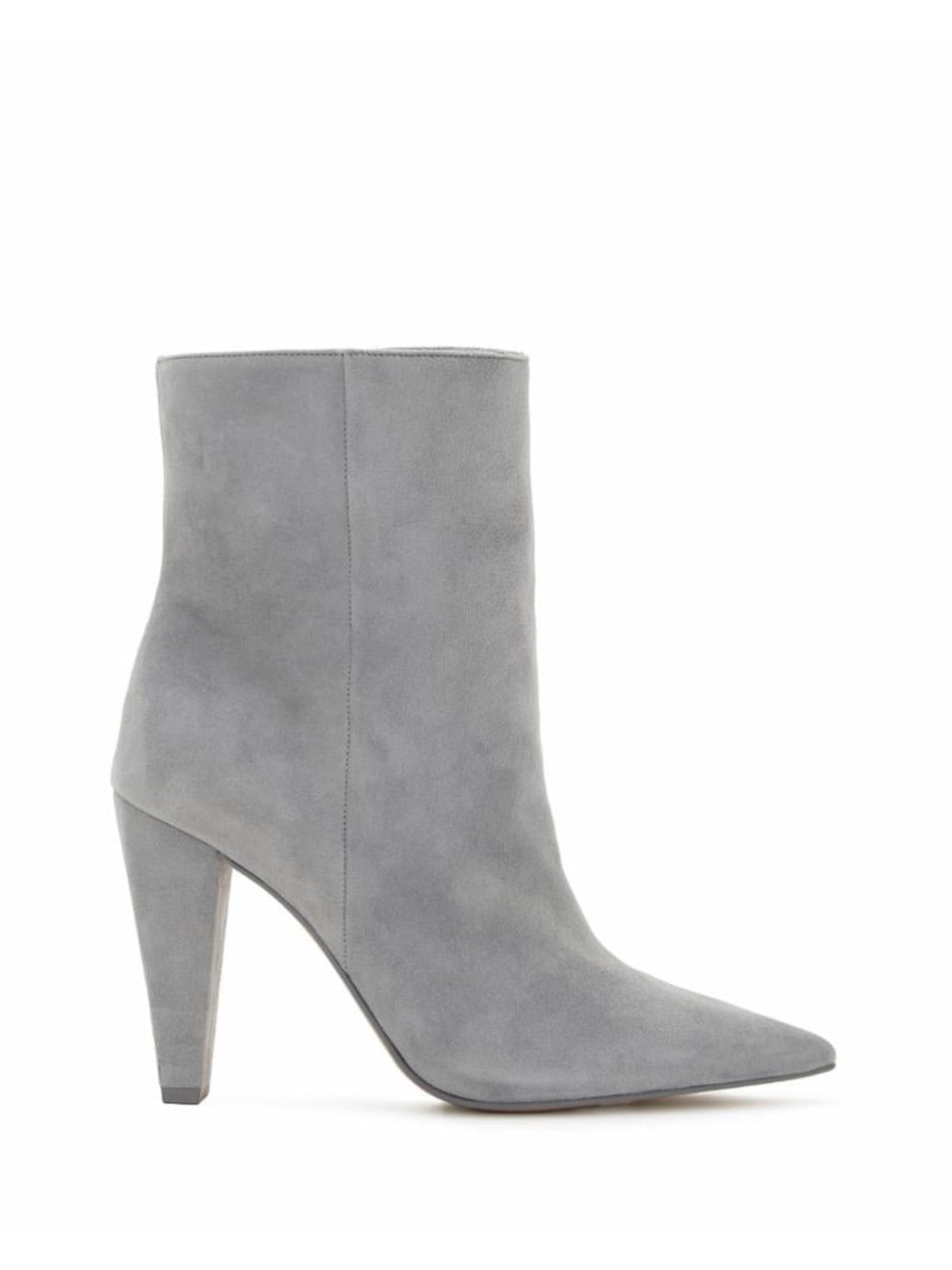 VINCE CAMUTO Womens Gray Padded Membidi Pointed Toe Cone Heel Zip-Up Leather Dress Booties 11 M