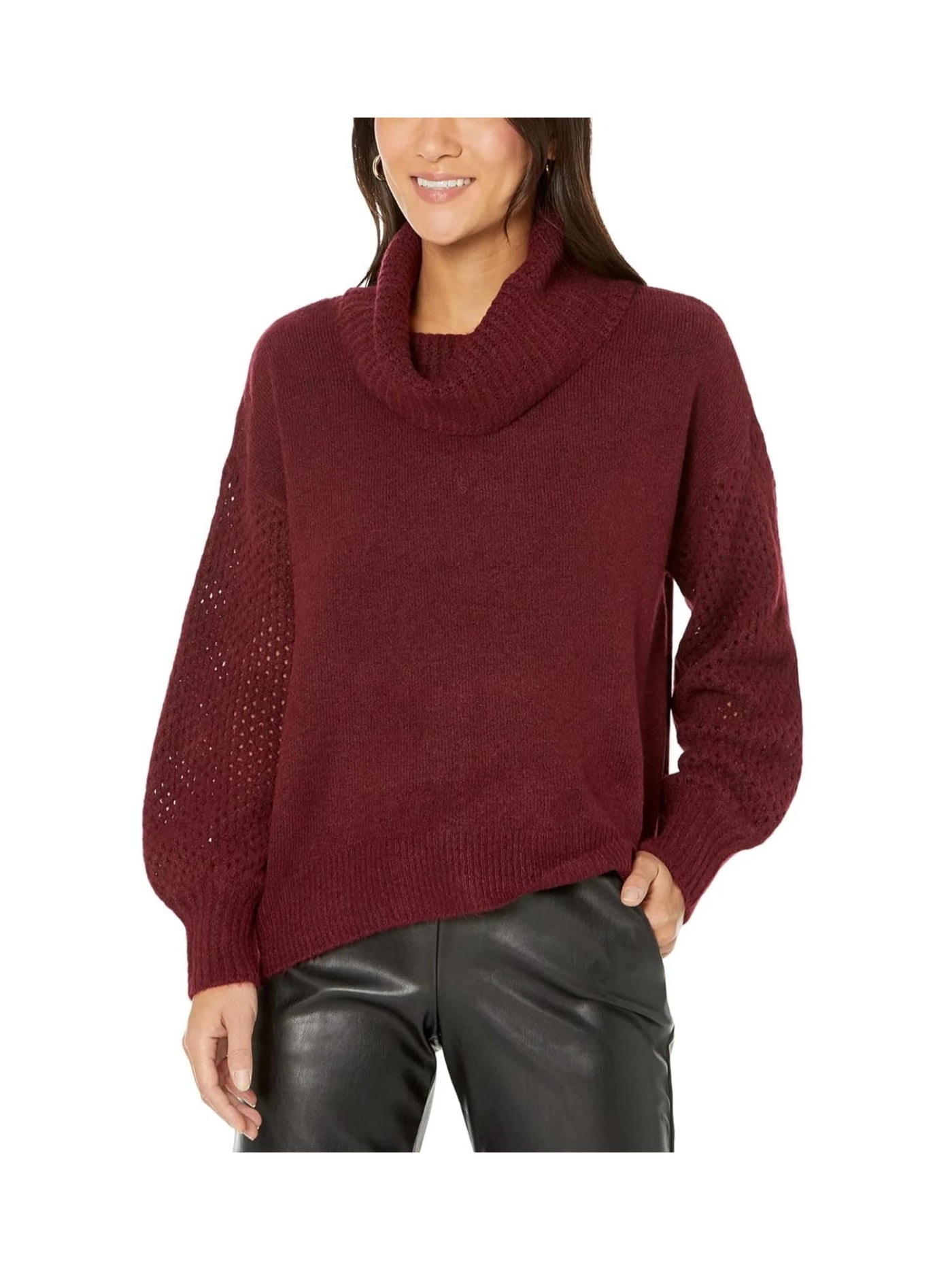 VINCE CAMUTO Womens Maroon Heather Long Sleeve Cowl Neck Wear To Work Sweater XS