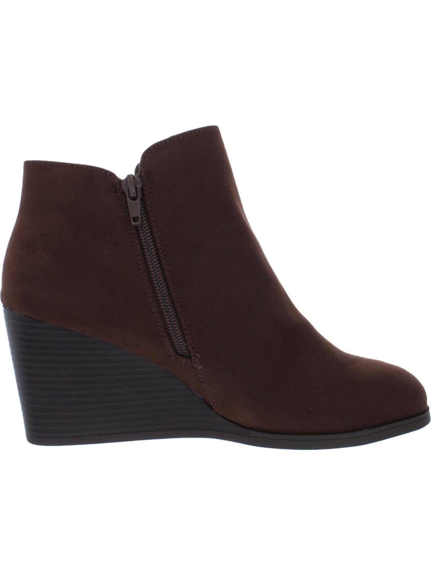 STYLE & COMPANY Womens Brown Asymmetrical Topline Cushioned Round Toe Wedge Zip-Up Booties 9