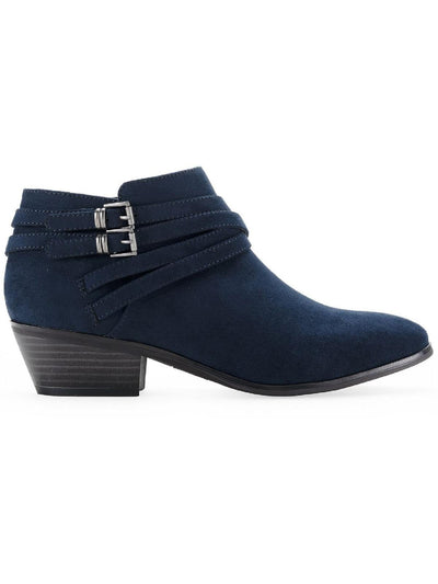 STYLE & COMPANY Womens Navy Cushioned Buckle Accent Willoww Round Toe Block Heel Zip-Up Booties 10 M