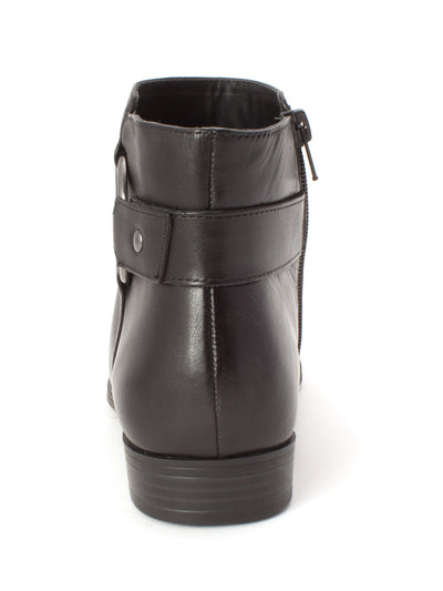 ALFANI Womens Black O-Ring Detail Cushioned Comfort Avvia Almond Toe Block Heel Zip-Up Leather Booties 5 M