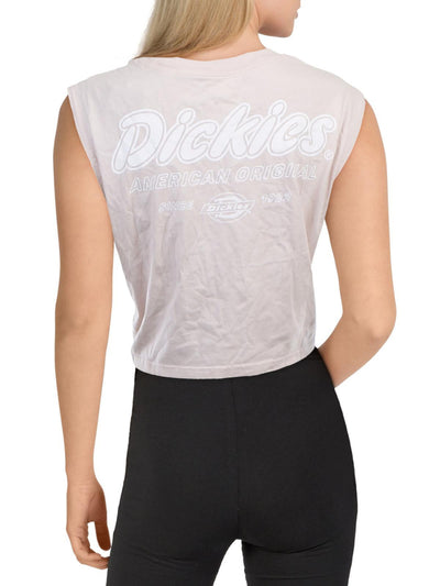 DICKIES Womens Pink Cotton Short Length Logo Graphic Short Sleeve Crew Neck T-Shirt M