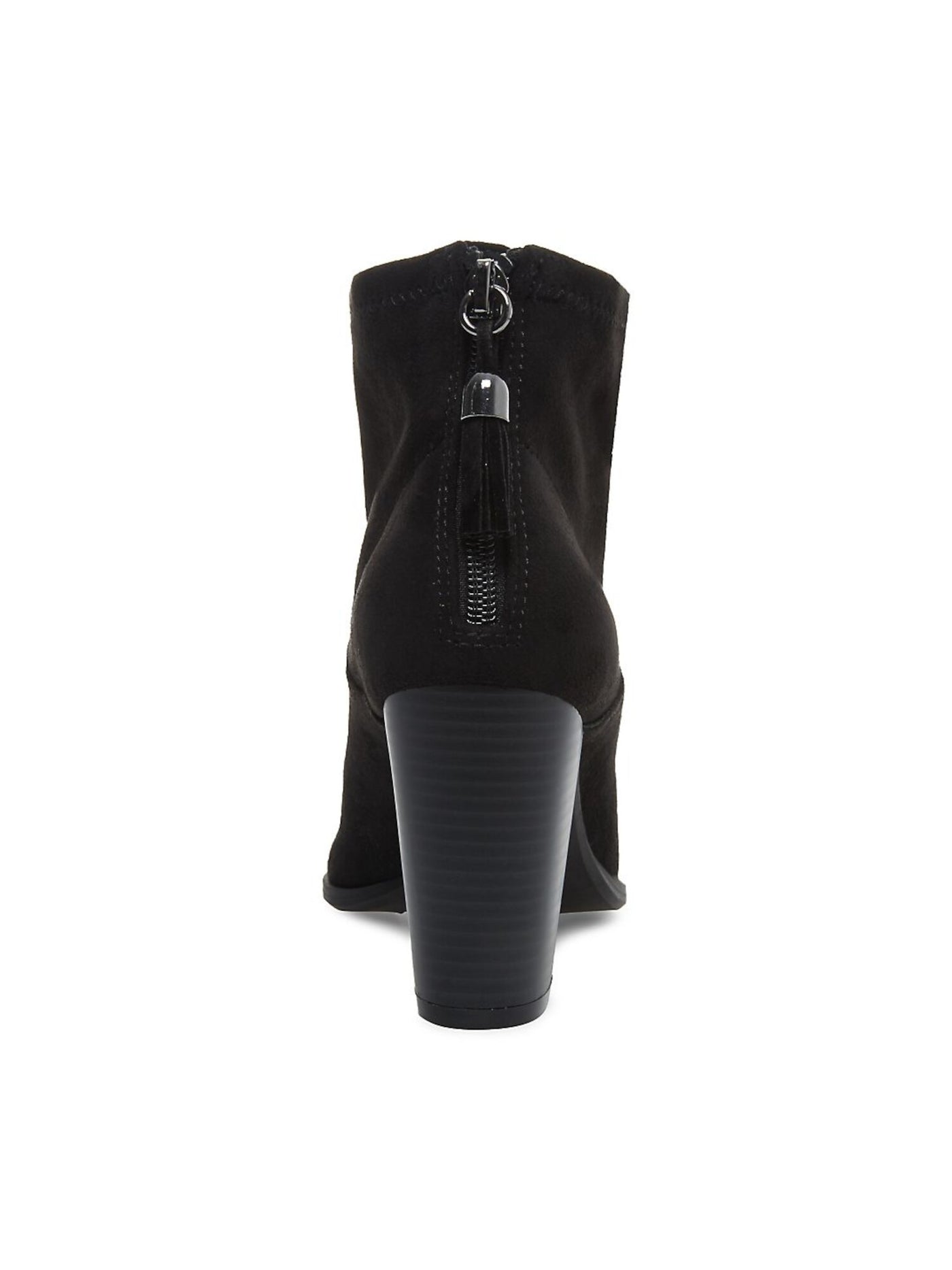 ANNE KLEIN Womens Black Shock Absorbent Tasseled Cushioned Niccie Almond Toe Block Heel Zip-Up Leather Booties 8 M