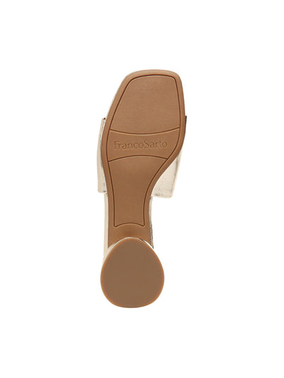 FRANCO SARTO Womens Gold Toe Strap Padded Loran Square Toe Block Heel Slip On Dress Sandals Shoes M