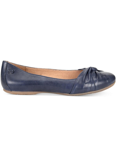 BORN Womens Navy Comfort Lilly Round Toe Slip On Leather Ballet Flats 10 M