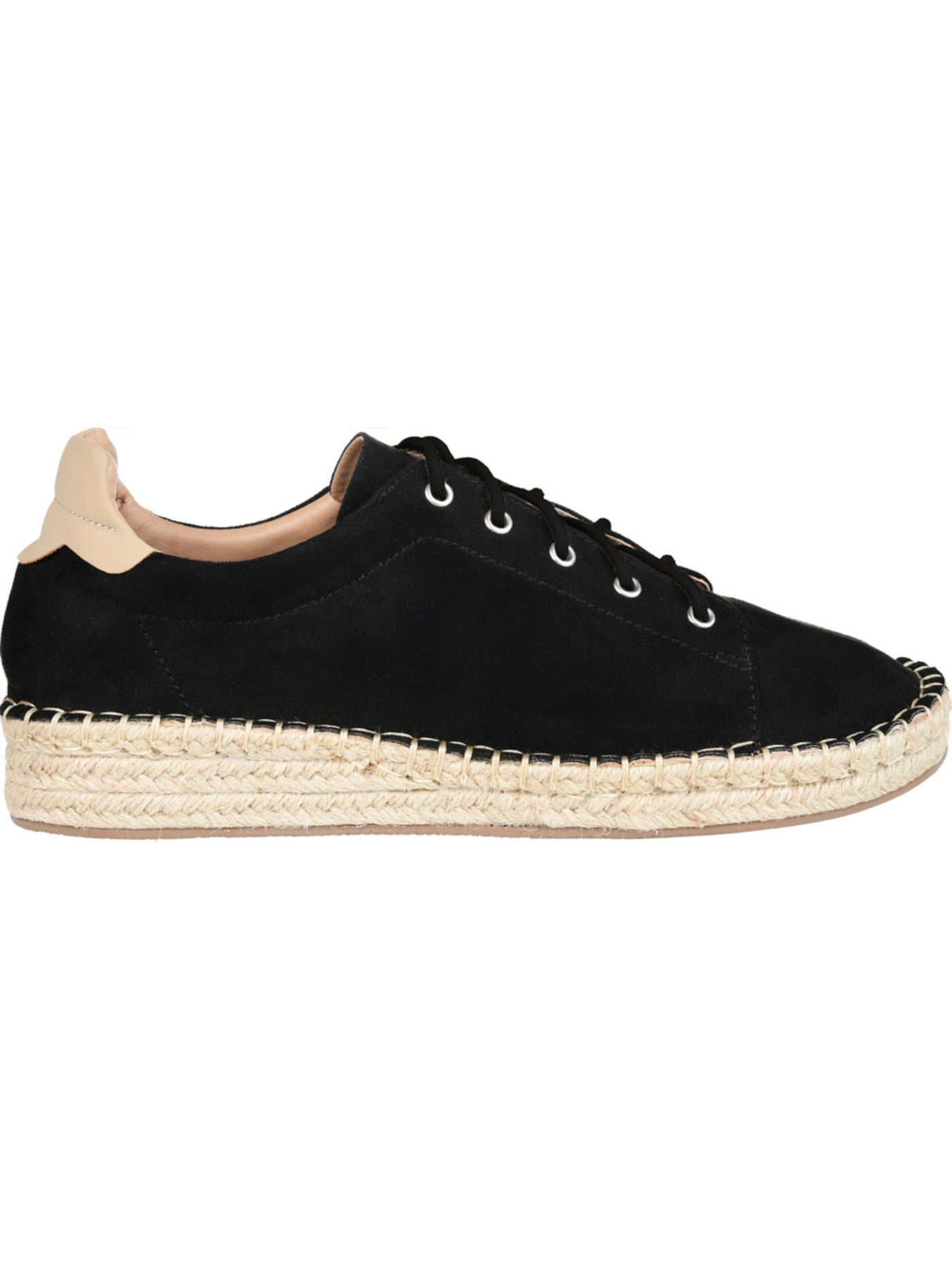 JOURNEE COLLECTION Womens Black Espadrille Detail Whipstitch Accent 1/2" Platform Cushioned Jordi Round Toe Wedge Lace-Up Sneakers Shoes 11 M